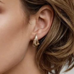 Sale Gabriel & Co. 14K Yellow Gold Graduating J Hoop Earrings with Diamond Cut Finish