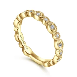 Best Gabriel & Co. 14K Yellow Gold Graduating Station Diamond Stackable Ring