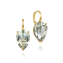 Outlet Gabriel & Co. 14K Yellow Gold Green Amethyst Flat Pear Earrings