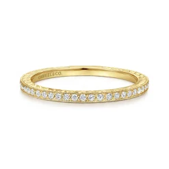 Hot Gabriel & Co. 14K Yellow Gold Hand Carved Stackable Diamond Ring