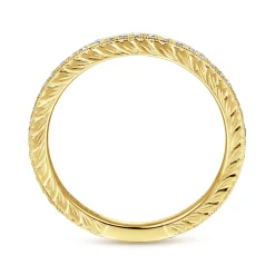 Hot Gabriel & Co. 14K Yellow Gold Hand Carved Stackable Diamond Ring