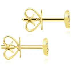 Gabriel & Co. 14K Yellow Gold Heart Shaped Pave Diamond Stud Earrings