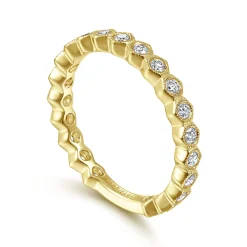 Hot Gabriel & Co. 14K Yellow Gold Hexagonal Station Stackable Diamond Ring