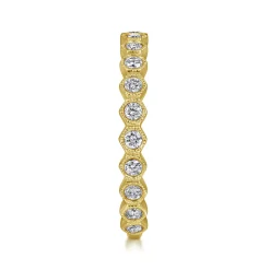 Hot Gabriel & Co. 14K Yellow Gold Hexagonal Station Stackable Diamond Ring