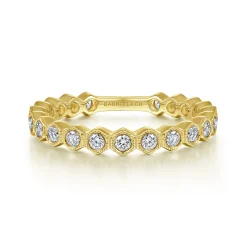 Hot Gabriel & Co. 14K Yellow Gold Hexagonal Station Stackable Diamond Ring