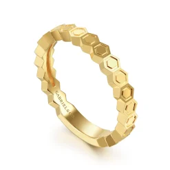 New Gabriel & Co. 14K Yellow Gold Hexagon Station Stackable Ring