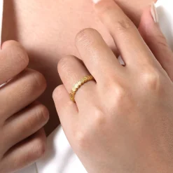 New Gabriel & Co. 14K Yellow Gold Hexagon Station Stackable Ring