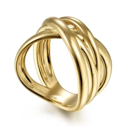 Discount Gabriel & Co. 14K Yellow Gold High Polished Criss Cross Ring