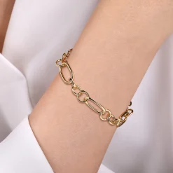 Outlet Gabriel & Co. 14K Yellow Gold Hollow Tube Link Bracelet