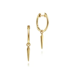 Gabriel & Co. 14K Yellow Gold Huggies with Spike Drop