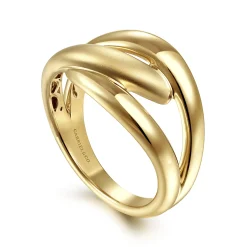New Gabriel & Co. 14K Yellow Gold Intersecting Links Ring