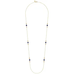 New Gabriel & Co. 14K Yellow Gold Lapis and Bujukan Bead Station Necklace