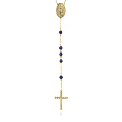 New Gabriel & Co. 14K Yellow Gold Lapis Beads Rosary Necklace