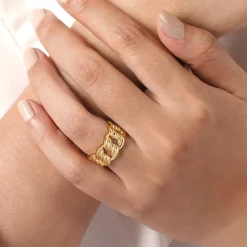 Outlet Gabriel & Co. 14K Yellow Gold Large Link Wide Band Ring