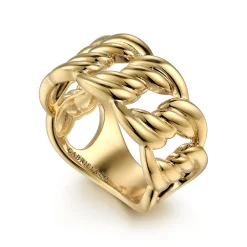 Outlet Gabriel & Co. 14K Yellow Gold Large Link Wide Band Ring