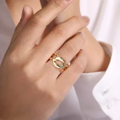 Hot Gabriel & Co. 14K Yellow Gold Link Chain Wide Band Ring