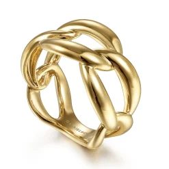 Hot Gabriel & Co. 14K Yellow Gold Link Chain Wide Band Ring
