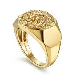 New Gabriel & Co. 14K Yellow Gold Lion Head Ring in High Polished Finish