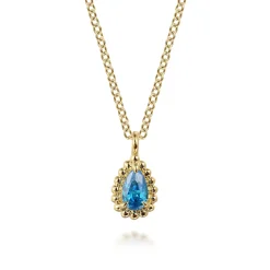 Online Gabriel & Co. 14K Yellow Gold London Blue Topaz Bujukan Teardrop Pendant Necklace