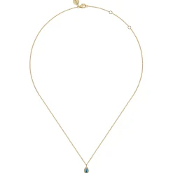 Online Gabriel & Co. 14K Yellow Gold London Blue Topaz Bujukan Teardrop Pendant Necklace