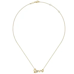 Best Gabriel & Co. 14K Yellow Gold Love Pendant Necklace with Diamond Accent