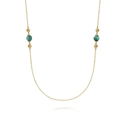 Gabriel & Co. 14K Yellow Gold Malachite and Bujukan Bead Station Necklace
