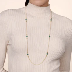 Gabriel & Co. 14K Yellow Gold Malachite and Bujukan Bead Station Necklace