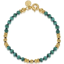 New Gabriel & Co. 14K Yellow Gold Malachite Beads Bracelet