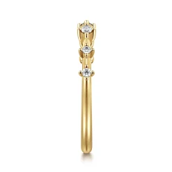 Best Gabriel & Co. 14K Yellow Gold Marquise and Round Station Open Diamond Anniversary Band - 0.12 ct