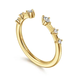 Best Gabriel & Co. 14K Yellow Gold Marquise and Round Station Open Diamond Anniversary Band - 0.12 ct