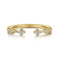 Best Gabriel & Co. 14K Yellow Gold Marquise and Round Station Open Diamond Anniversary Band - 0.12 ct