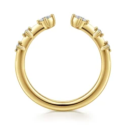 Best Gabriel & Co. 14K Yellow Gold Marquise and Round Station Open Diamond Anniversary Band - 0.12 ct