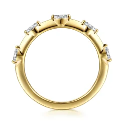 New Gabriel & Co. 14K Yellow Gold Marquise Station Diamond Anniversary Band - 0.21 ct