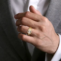 Outlet Gabriel & Co. 14K Yellow Gold Mens Engagement Ring in High Polish Finish