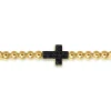 Sale Gabriel & Co. 14K Yellow Gold 4mm Beaded Mens Bracelet with Black Spinel Cross