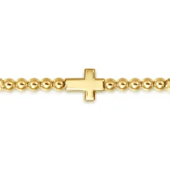 Sale Gabriel & Co. 14K Yellow Gold 4mm Beaded Mens Bracelet with Black Spinel Cross