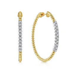 Sale Gabriel & Co. 14K Yellow Gold 40mm Bujukan Diamond Classic Hoop Earrings