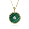 New Gabriel & Co. 14K Yellow Gold 32mm Bujukan Diamond Malachite Medallion Pendant With Detachable Bail