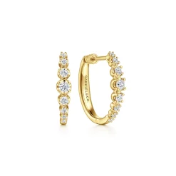 New Gabriel & Co. 14K Yellow Gold 20mm Buttercup Set Diamond Classic Oval Hoop Earrings