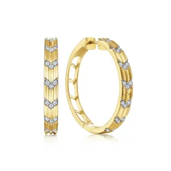 Discount Gabriel & Co. 14K Yellow Gold 30mm Classic Diamond Hoop Earrings