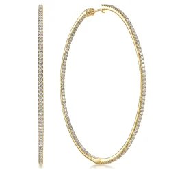 Online Gabriel & Co. 14K Yellow Gold 70mm Classic Diamond Hoop Earrings