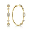 Outlet Gabriel & Co. 14K Yellow Gold 40mm Diamond Baguette and Round Station Classic Hoop Earrings