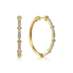 Discount Gabriel & Co. 14K Yellow Gold 30mm Diamond Classic Hoop Earrings