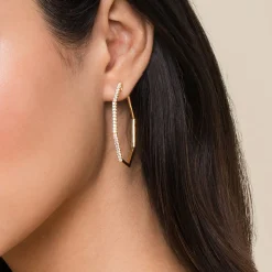 Hot Gabriel & Co. 14K Yellow Gold 40mm Diamond Classic Hoop Earrings
