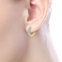 New Gabriel & Co. 14K Yellow Gold 15mm Diamond Hoop Earrings
