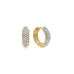 New Gabriel & Co. 14K Yellow Gold 15mm Diamond Hoop Earrings