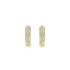 Best Gabriel & Co. 14K Yellow Gold 15mm Diamond Hoop Earrings