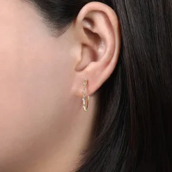 New Gabriel & Co. 14K Yellow Gold 20mm Diamond Station Classic Hoop Earrings