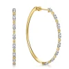 New Gabriel & Co. 14K Yellow Gold 50mm Diamond Station Hoop Earrings