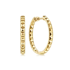New Gabriel & Co. 14K Yellow Gold 30mm Geo Cube Classic Hoop Earrings